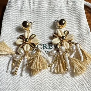 J. Crew Gold and Cream Floral Earrings
